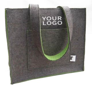 Custom Felt Laptop Bag Business Tote Bags for Office Files Document with Handles and Front Pocket