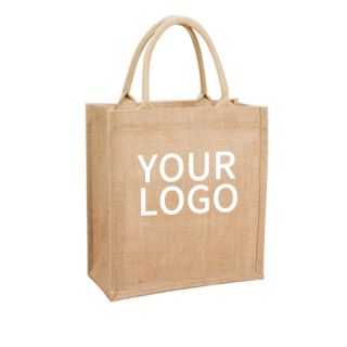 Custom Large Jute Shopping Bags 14.57"H x 10.63"L Eco-friendly Grocery Gift Tote Merchandise Bag