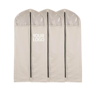 Custom Non-woven Garment Bag Dustproof Suit Bag Travel Clothes Cover with PVC Translucent Window