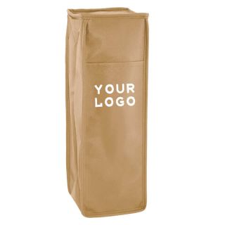 Custom Non-Woven Insulated Bottle Bags 4W x 13.6H Reusable Drink Pouch Warmer and Cooler Bags