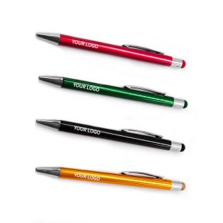 Customized Promotional 2 in 1 Metal Aluminium Ballpoint Pen With Touch Stylus Head