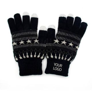 Custom Touch Screen Gloves Adult Jacquard Knitted Gloves Winter Gift Gloves