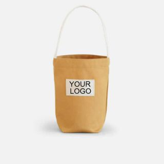 Custom Reusable Canvas Takeout 3.54" W x 7.48"H Bags  Grocery Shopping Gift Tote Small Carry Bags with One Wide Handle for Drinks