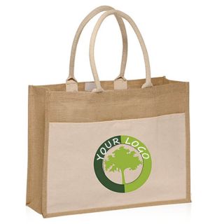 Custom Jute Canvas  Shopping Bag 17.75W x 13.75H Large Grocery Boutique Gift Bags