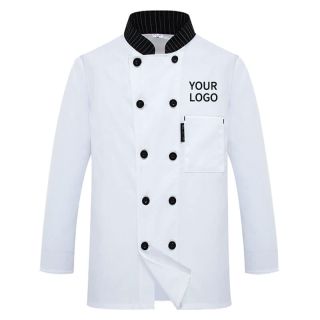 Unisex-adult Long Sleeve Chef Uniform Kitchen Work Coat Jacket for Man and Woman