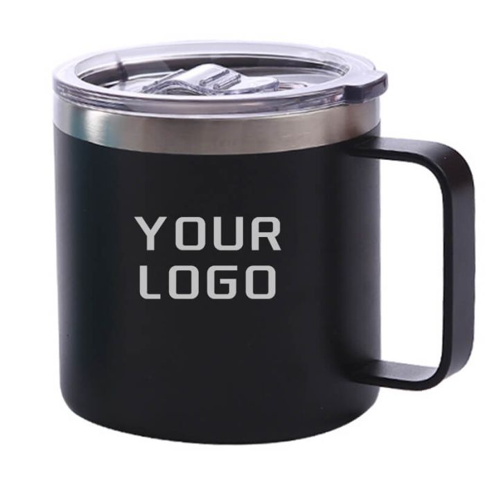 Custom 14oz Coffee Mug with Handle Insulated Stainless Steel Travel Mug  Vacuum Coffee Cup with Lid