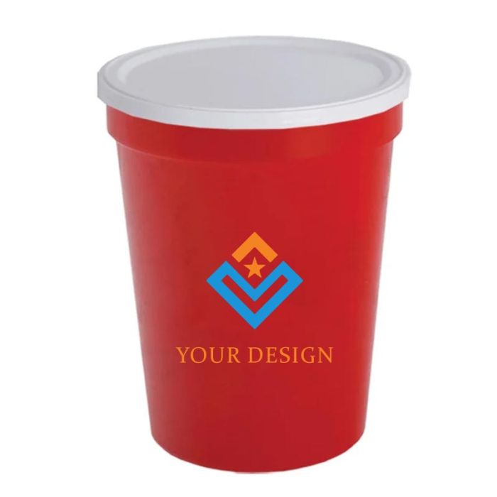 Custom 16 Oz.  BPA-Free Stadium Cup with Secure No-Hole Cover for Snacks & Giveaways