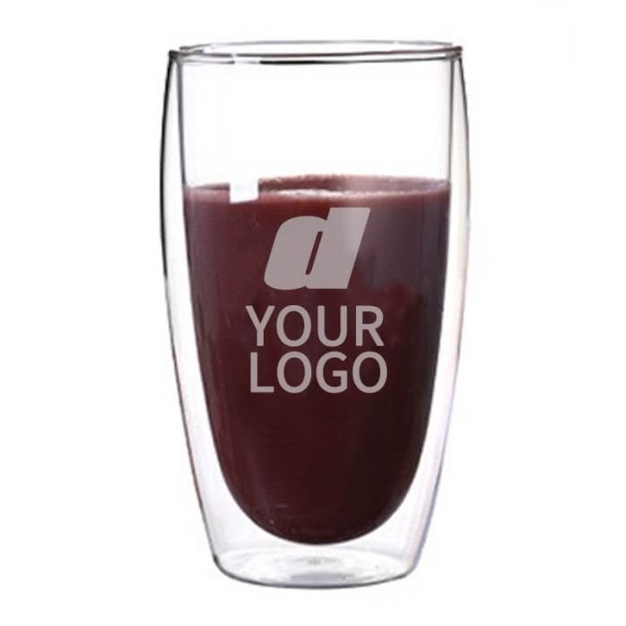 Logo Customized 16oz/450ml Coffee Mug Heat Resistant Double Wall Glass  Borosilicate Tall Drinking Glass Cup