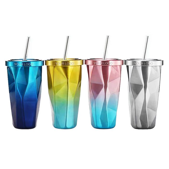 Custom 16oz Stainless Steel Tumbler with Lid & Straw Vacuum Insulated Coffee Mug Double Wall Thermo Travel Cup