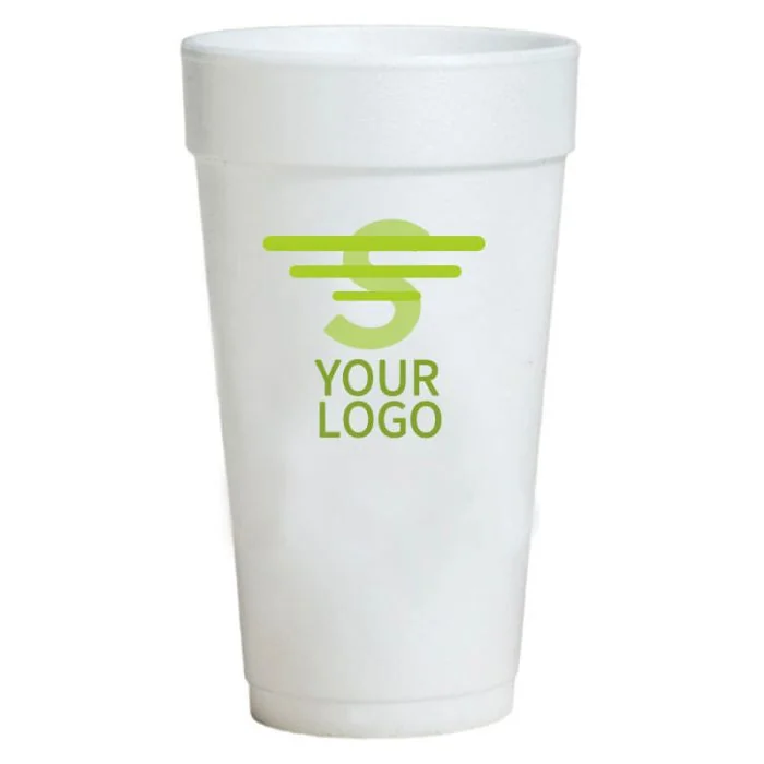 Custom 20oz Disposable Foam Coffee Cups with Logo & Lid Options