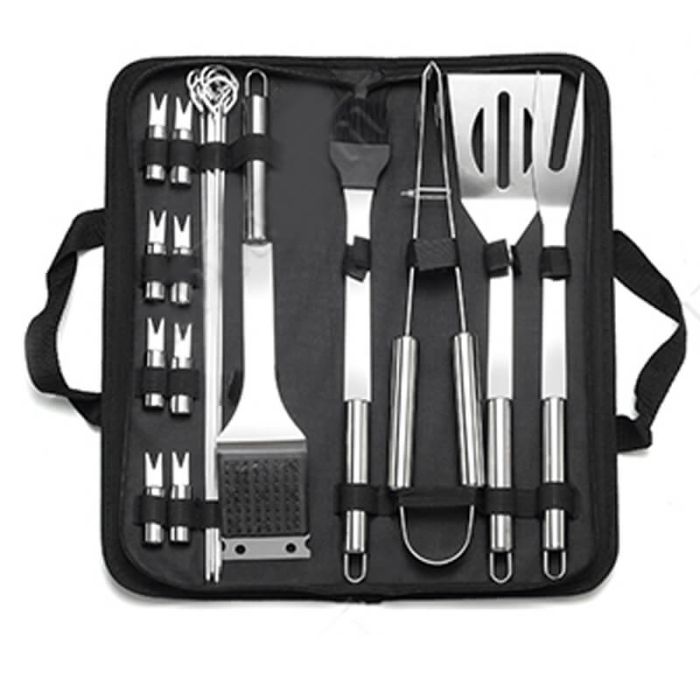 Custom 20PCS/SET  BBQ Grill Tools Set Stainless Steel Barbecue Accessories With Oxford Bag