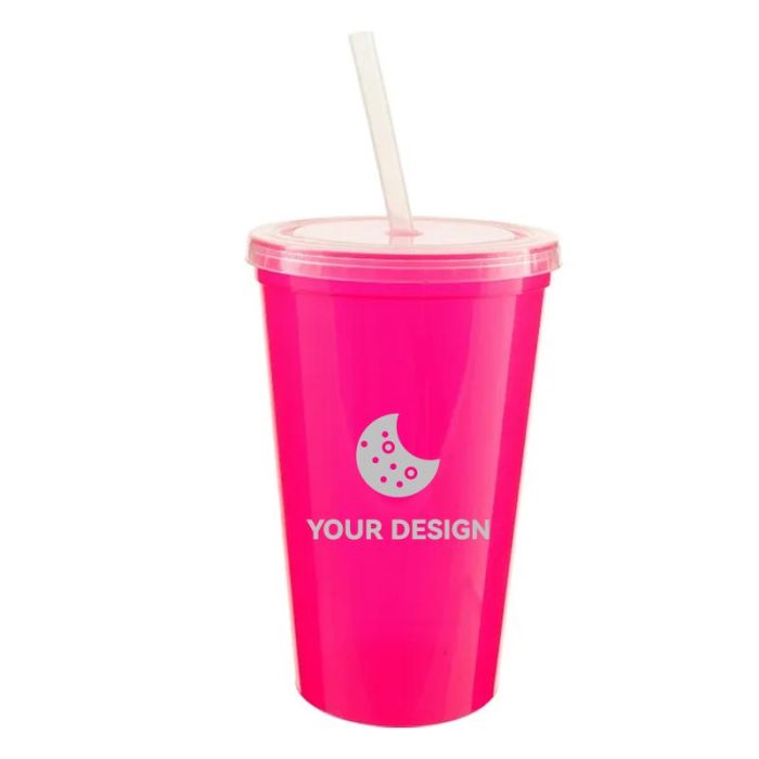 Custom 22 Oz BPA-Free Stadium Cup with Lid and Straw for Promotional Use