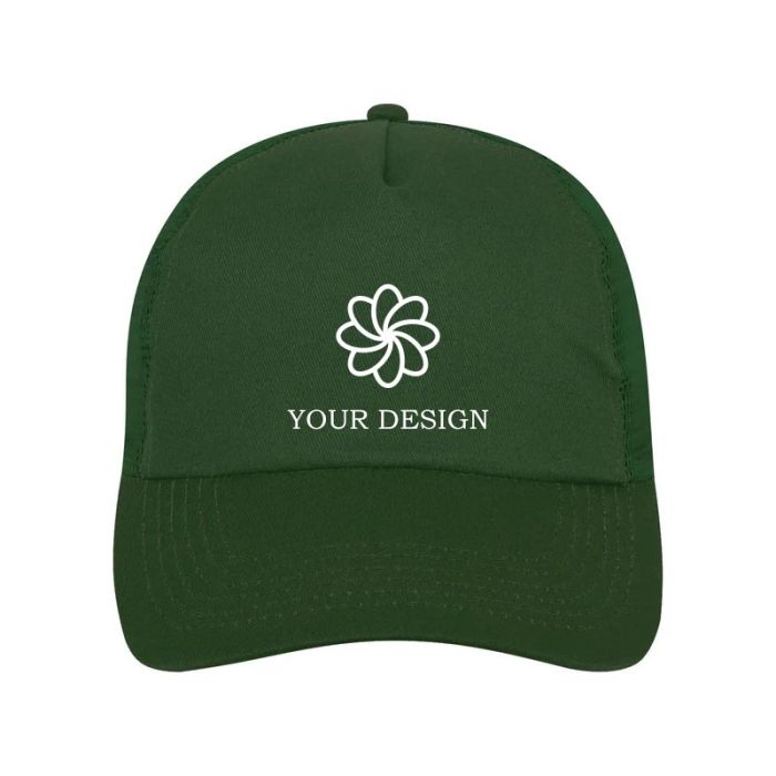 Custom 5 Panel Mesh Back Cap - Personalized Brushed Cotton Twill Hats 