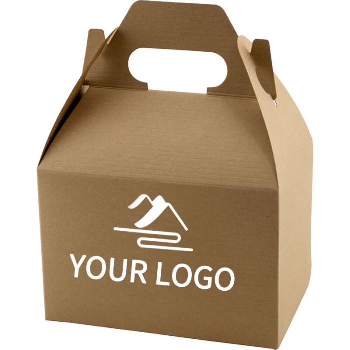 Custom 6 x 4 inch Brown Kraft Gable Boxes Lunch Paper Box Bag for Wedding Birthday Party