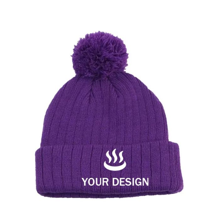 Custom Beanie with Pom - Winter Hats for Promotional Giveaways