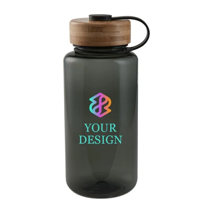 Custom BPA-Free Tritan Water Bottle with Bamboo Screw Cap 32 oz
