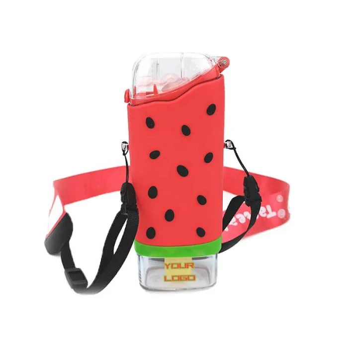 Custom BPA free Kids Bottle Cartoon Ice Cream Shape Water Bottle with Shoulder Strap