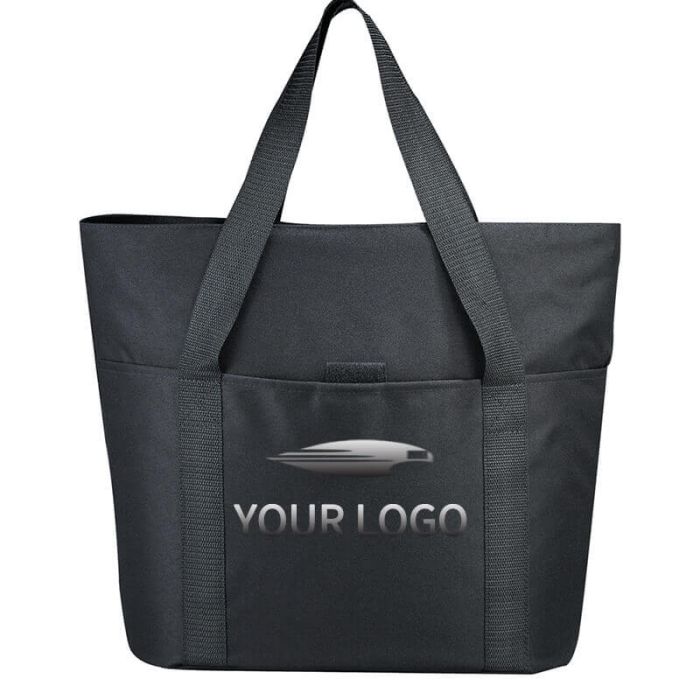 Custom Canvas Zippered 18.5W x 15.5H Tote Shopping Shoulder Bags for Office School Travel Beach 