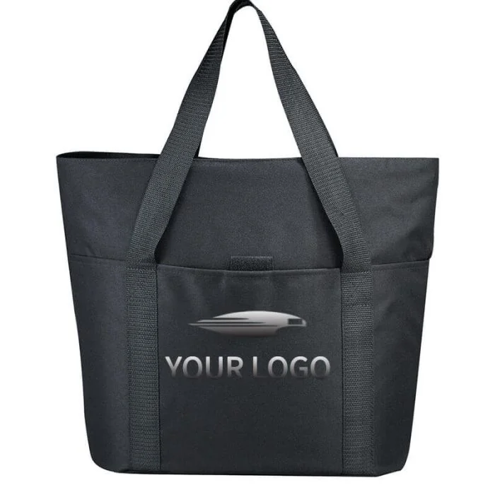 Custom Canvas Zippered 18.5W x 15.5H Tote Shopping Shoulder Bags for Office School Travel Beach 