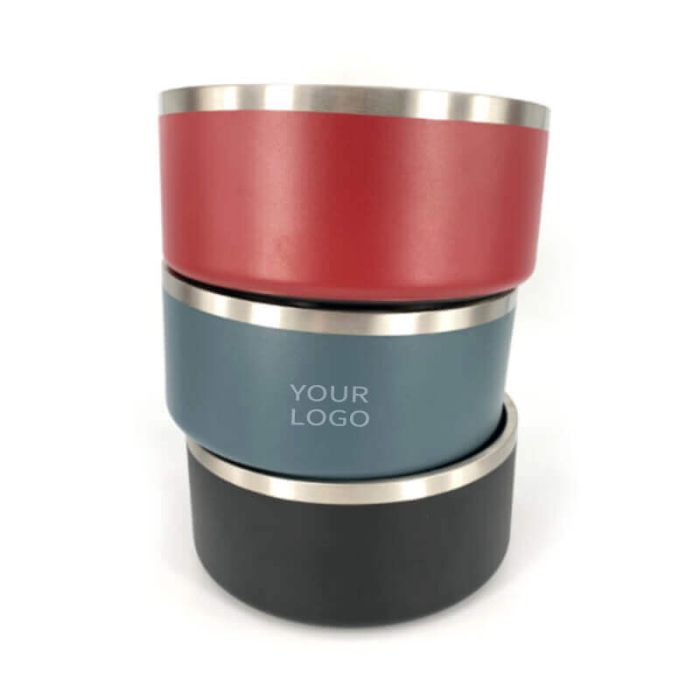 Custom Cat Dog Feeder Bowls Non-slip Stainless Steel Double Wall Pet Food Bowl