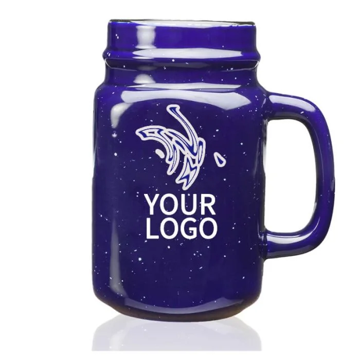 Custom Ceramic Mason Jars Coffee Mugs 16 Ounces Speckle Mug Glossy Bistro Tea Cup
