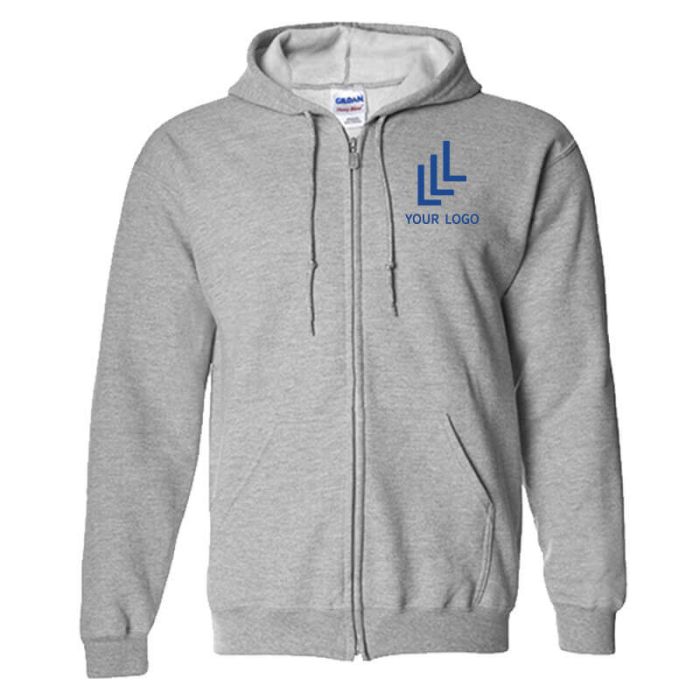 Custom Classic Zippered Hoody Long Sleeve Full-zip Hooded Sweatshirt with Pocket Hoodie Jacket Coat