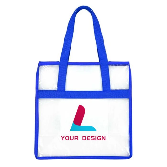 Custom Clear Vinyl Stadium Tote Bag 12" W x 12" H Perfect for Events