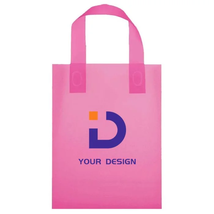Custom Colored Frosted Shopper Tote Bag - High-Density Plastic 8" W x 11" H