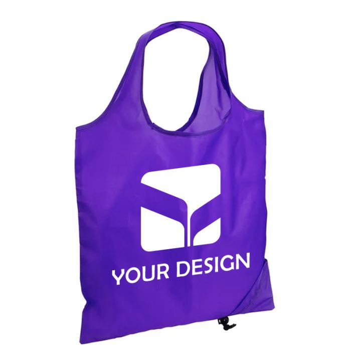 Custom Compact RPET Folding Reusable Tote Bag 14.5" H x 14.5" W