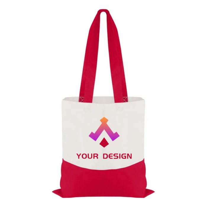 Custom Cotton Colored Accent Flat Tote with Long Handles 15.5"H x 15" W