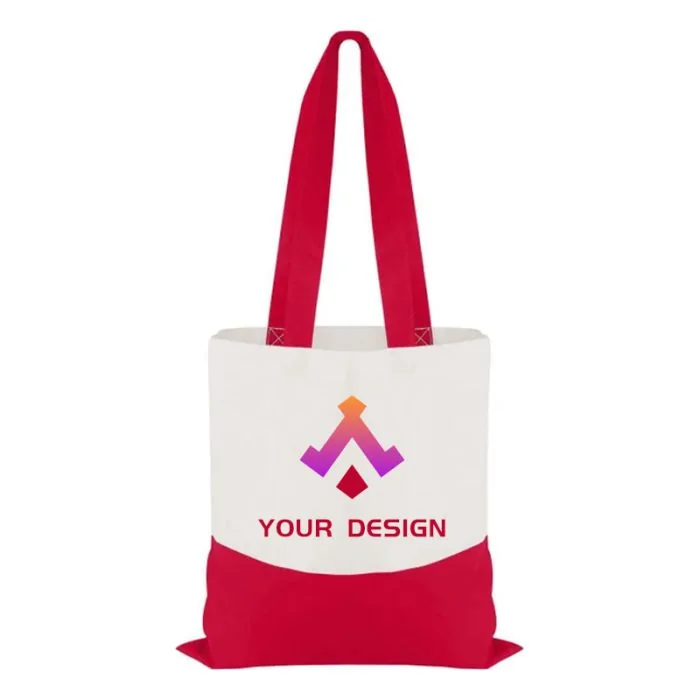 Custom Cotton Colored Accent Flat Tote with Long Handles 15.5"H x 15" W