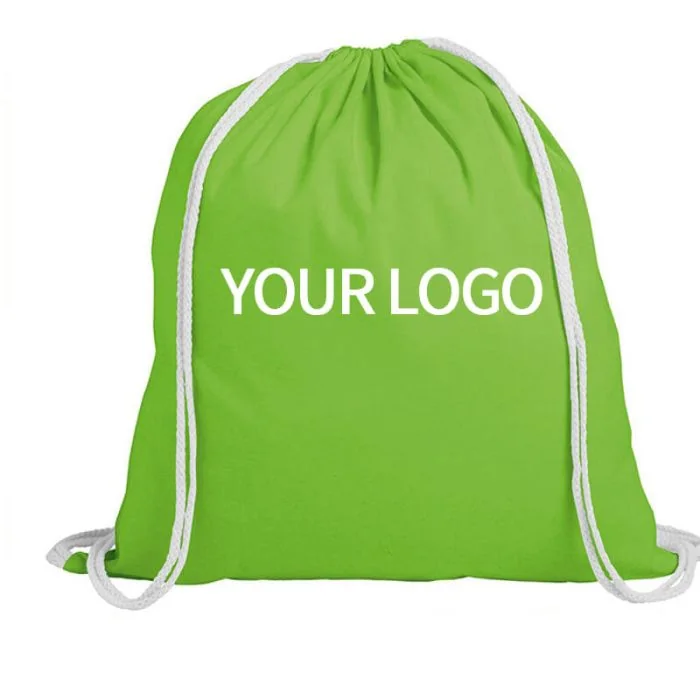 Custom Cotton Drawstring 9.5W x 12H Bag for Cosmetics Gift Gym Clothes