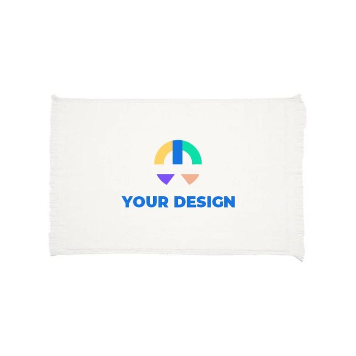 Custom Cotton Fringed Rally Towel with Dual-Sided Terry and Velour 11" H x 18" W