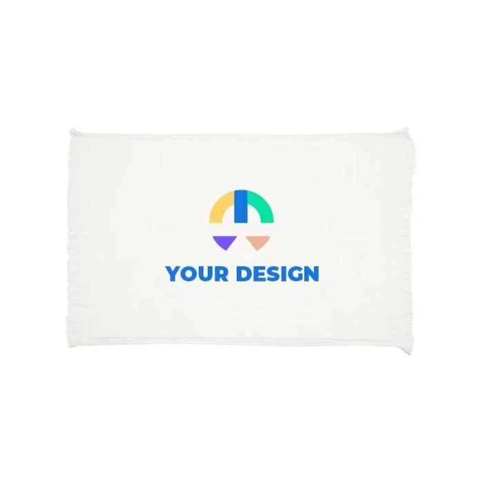 Custom Cotton Fringed Rally Towel with Dual-Sided Terry and Velour 11" H x 18" W