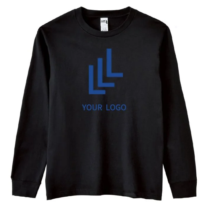 Custom Cotton Unisex Long Sleeve Crewneck T-Shirt Casual Top Basic Round Neck Tee Shirt for Daily Sport