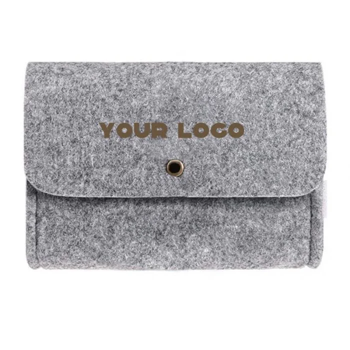 Custom Creative 5.91"W x 4.33"H Small Storage Purse Felt Bag with Elastic Closure