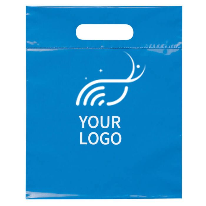 Custom Die Cut Plastic Gift Bag 9.5W x 12H Reusable Waterproof Storage Retail Packing Bags