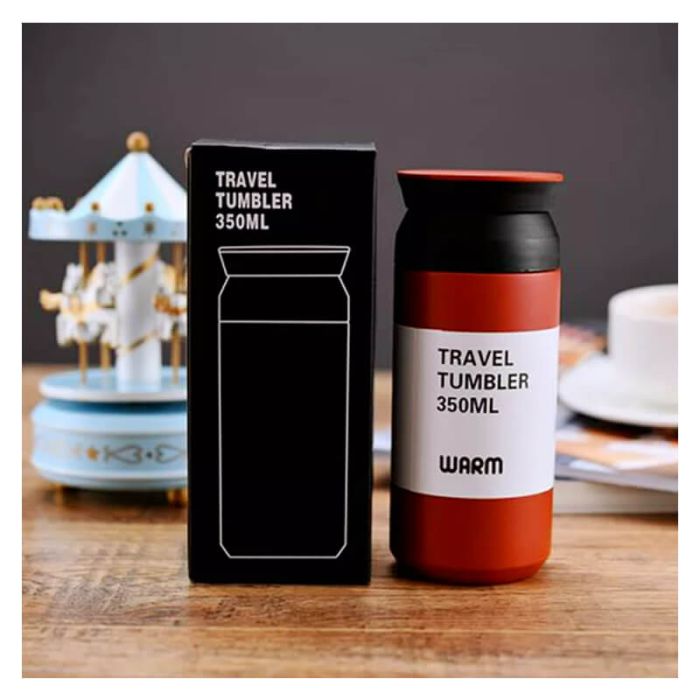 Customized Logo Printed Wholesale Double Lid 350ml 304 Stainless Steel  Water Bottle Double-wall Direct Drink Leakproof Eco-friendly Travel Coffee  Mug