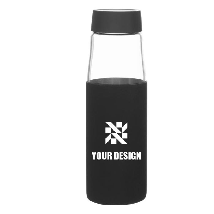 Custom Durable 20 oz Borosilicate Glass Water Bottle with Silicone Sleeve