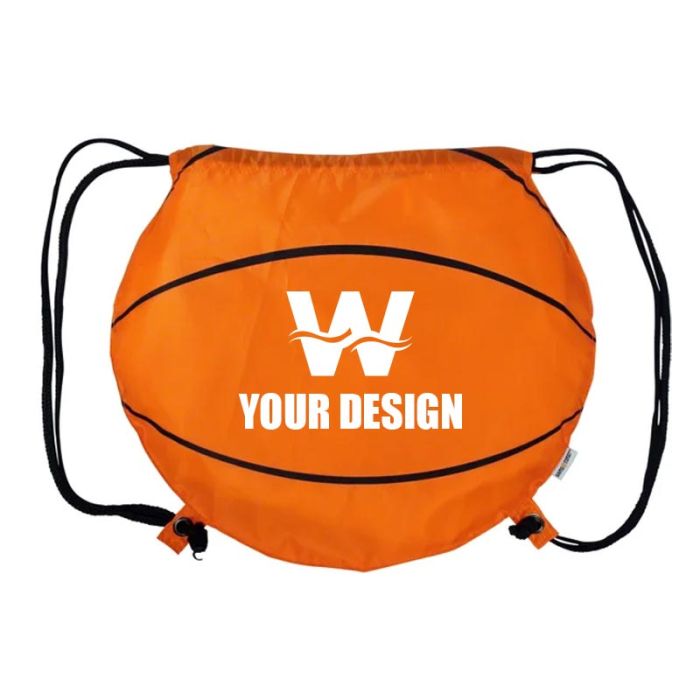 Custom Durable Basketball Drawstring Backpack 14.5x17" Ideal for Teams & Fans