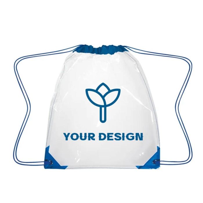 Custom Durable Clear PVC Drawstring Backpack 17"H x 14" W