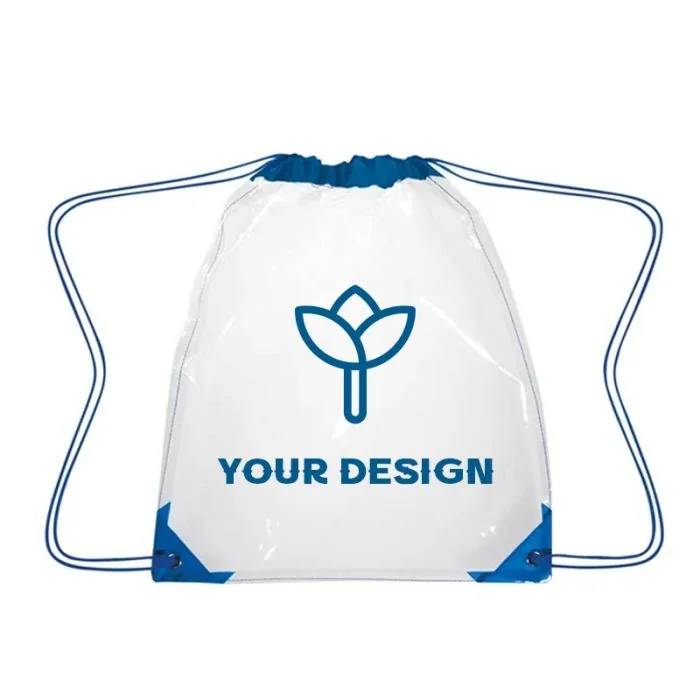 Custom Durable Clear PVC Drawstring Backpack 17"H x 14" W