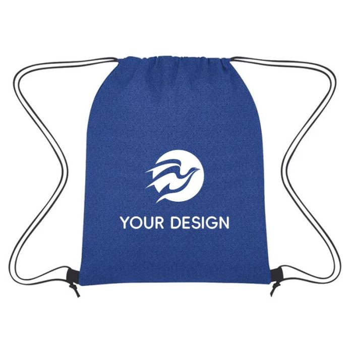 Custom Durable Heathered Non-Woven Drawstring Backpack 16"H x 12.75" W 