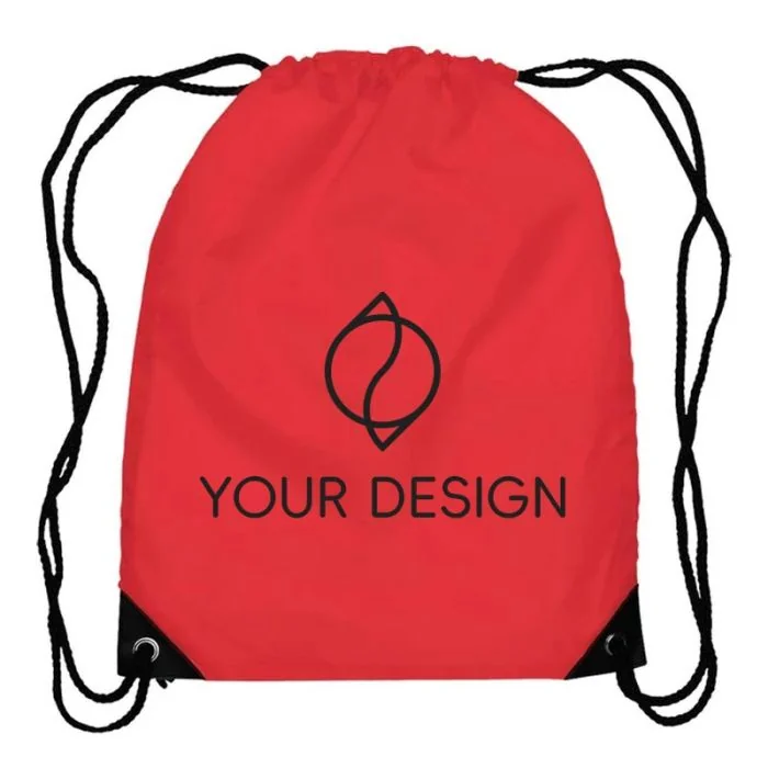 Custom Durable Metallic Imprint Drawstring Backpack 17.91"H x 13.7" W