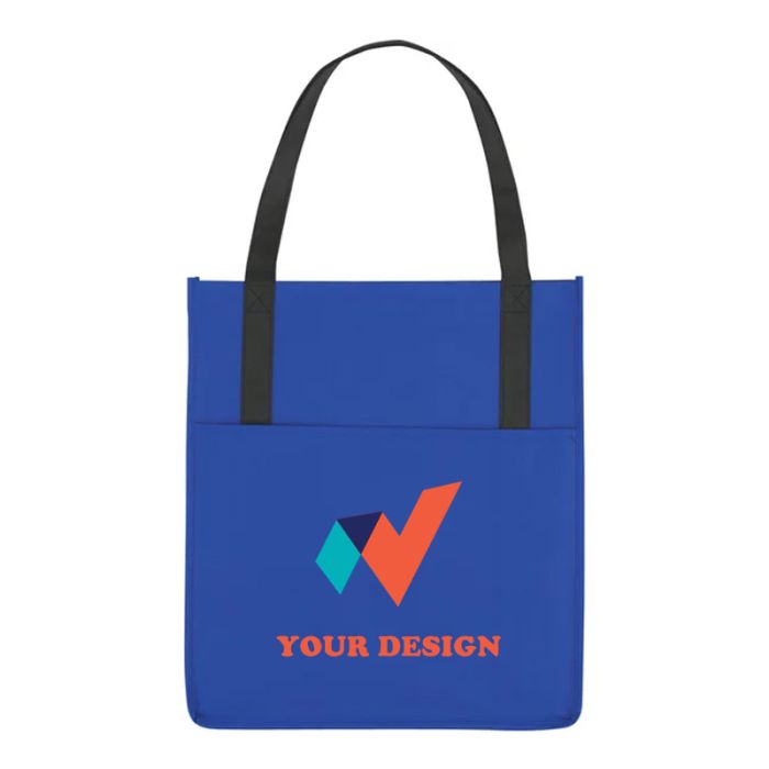 Custom Durable Non-Woven Shopper's Pocket Tote Bag 14.5