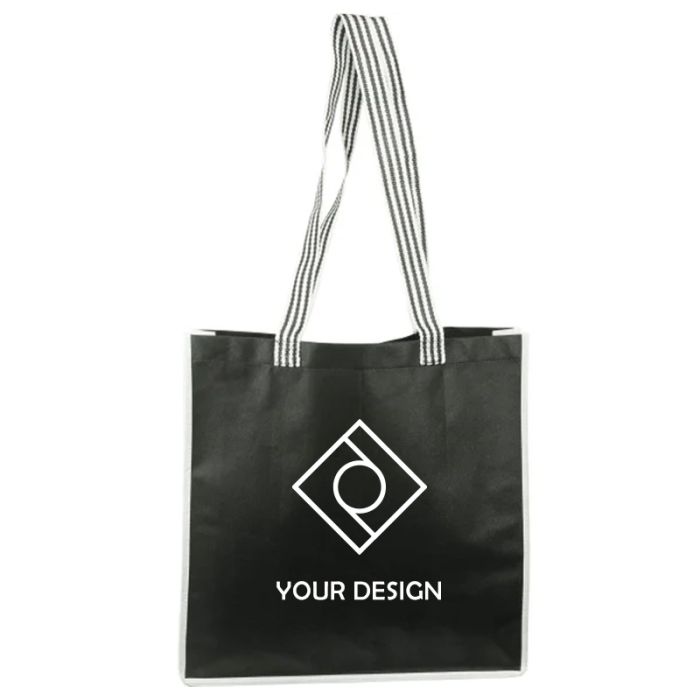 Custom Durable Polypropylene Tote Bag with Striped Terylene Handles 15"H x 15" W