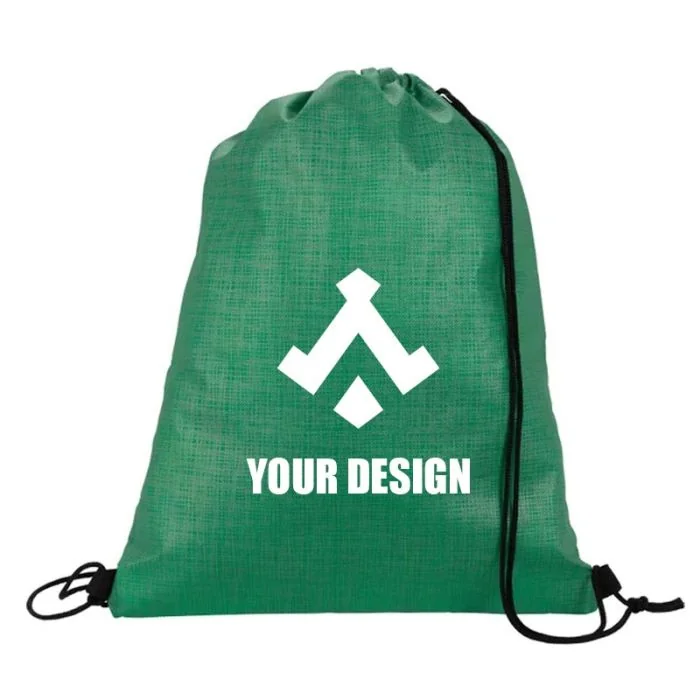 Custom Durable Shimmer Non-Woven Drawstring Backpack 16.5"H x 13" W