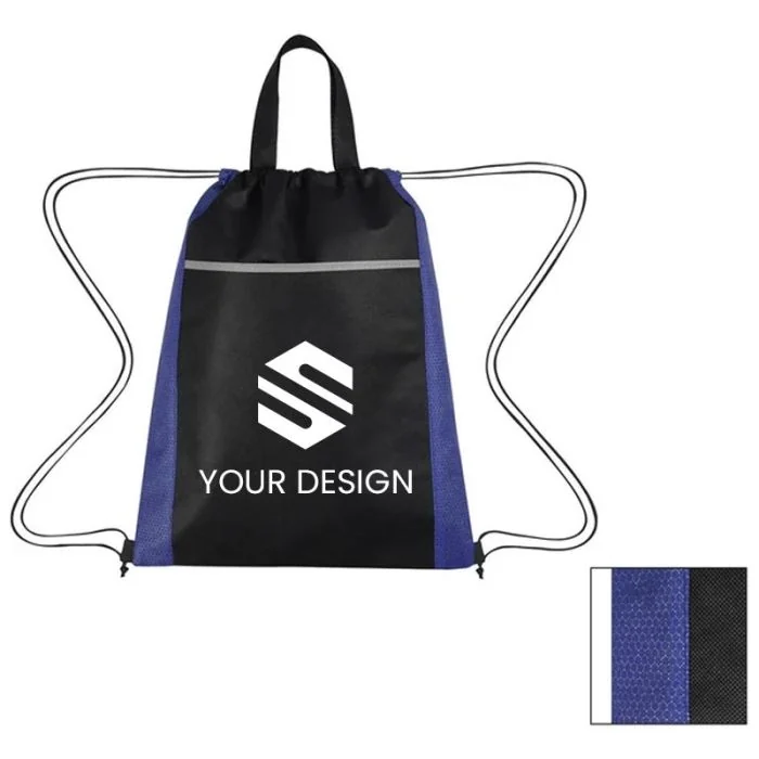 Custom Durable Water-Resistant Drawstring Bag with Front Pocket 
