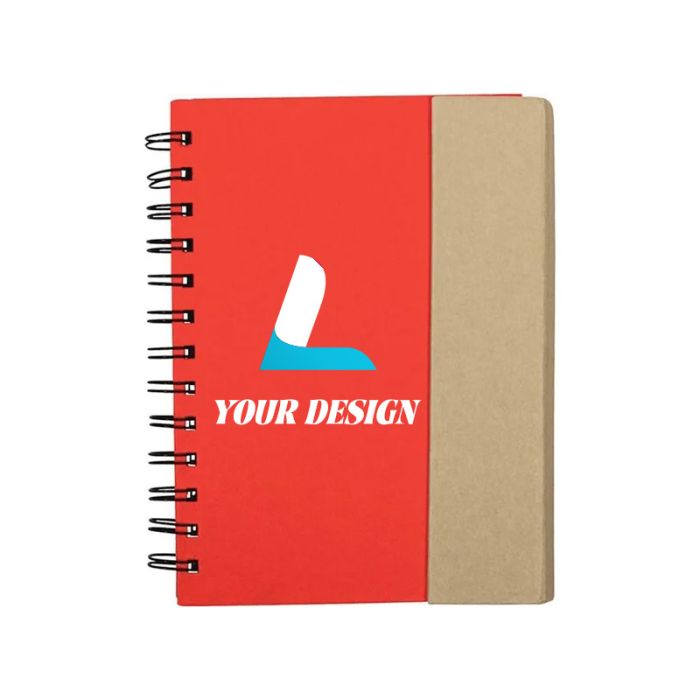 Custom Eco-Conscious Recycled Magnetic Journalbook - Sticky Notes and Pen Included