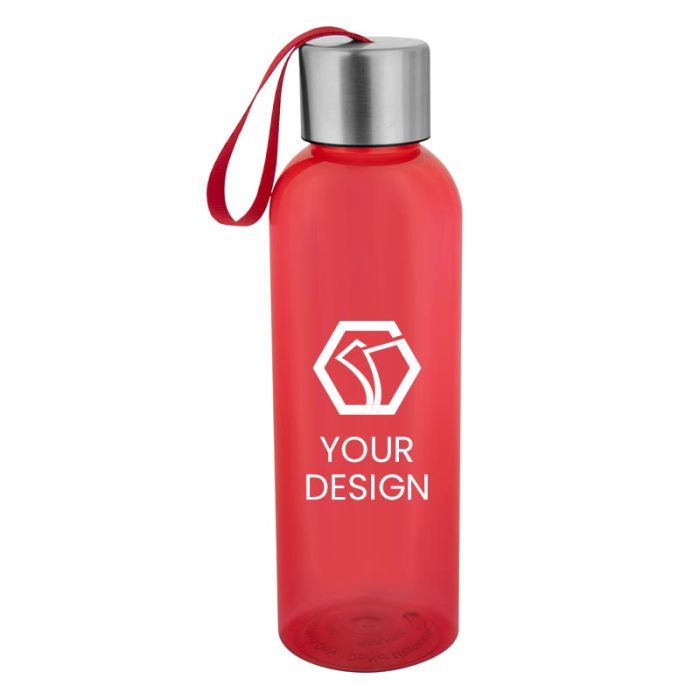 Custom Eco-Friendly 20 oz Recycled Polyester Water Bottle with Spill-Resistant Lid and Easy Carry Strap